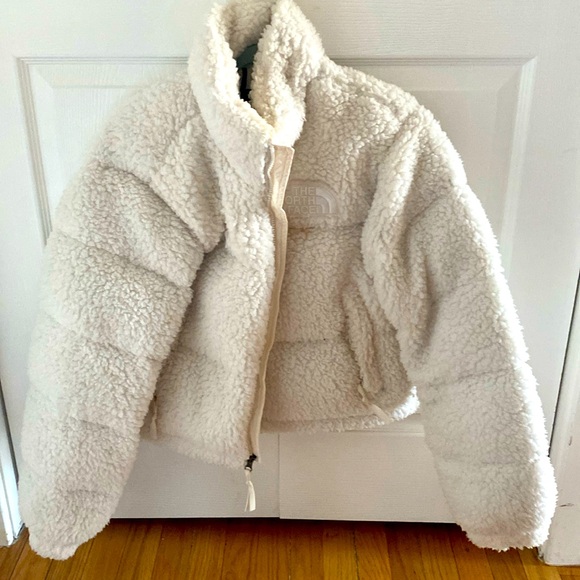 North Face white fleece nupse jacket women size M - Picture 1 of 5